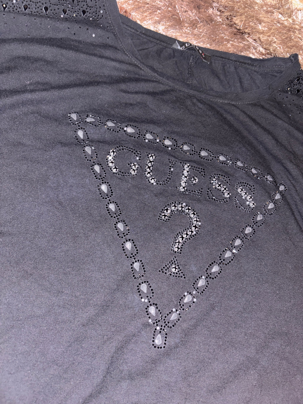 Guess rhinestone logo t-shirt